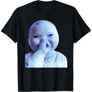 Funny AI Baby Holding Laugh Meme Viral Trend T-Shirt