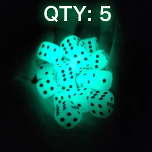 FULL SIZE Glow in Dark Dice 5 pack - Strong Glow for Night Games - Perfect for Smaller Games or Backups - Pairs with DTD Light & Holder
