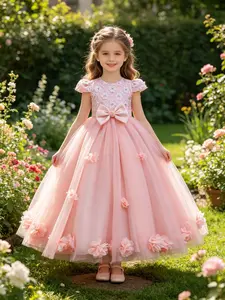 Girls' Flower Fairy Dress, High-End Hostess Walk Show Tutu Princess Dress, Flower Girl Wedding Gown, Little Girl's Elegant Costume