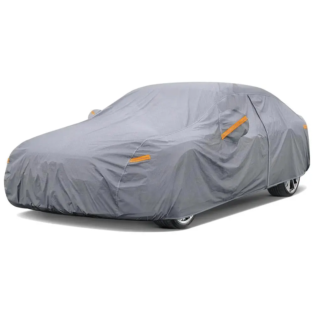 Nilight Heavy-Duty Waterproof All-Weather Sedan Car Cover (194"-208"), Car Protector, Outdoor Full Cover with Zipper, Cotton Layer for Rain, Sun Protection, Universal Automotive Exterior Accessory, Sunshade Cover