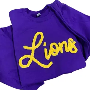Custom Yarn embroidery Chenille Letters - Crewneck , Adult & Youth Menswear Sweatshirt