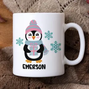 Custom Christmas Penguins Mug, Christmas Mug, Christmas Gift, Holiday Gifts, Penguin Mug, Funny Kids Mugs, Custom Coffee Mug, Hot Cocoa Mug