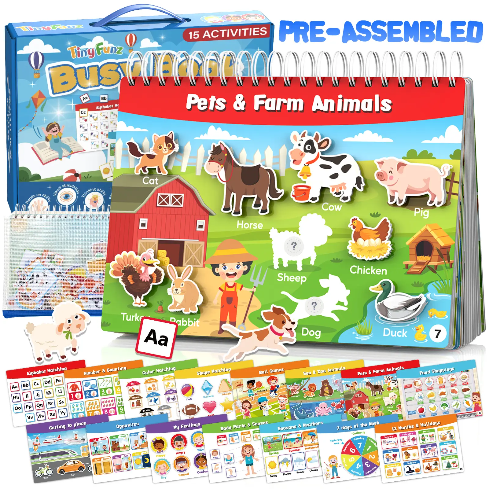 Montessori Busy Book - Educational Flash Cards for Toddlers,Learning Activities for Ages 3-7,Sensory Toys,Gifts for Birthdays, Christmas, Travel