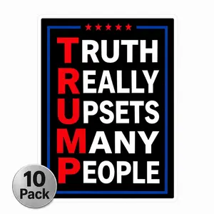 10 Pack Truth Really Upsets Many People Car Stickers, Waterproof UV Resistant Political Bumper Decals for Cars Trucks Laptops, Funny Patriotic Outdoor Stickers