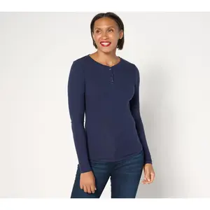 Cuddl Duds Layers Stretch Rib Long Sleeve Henley