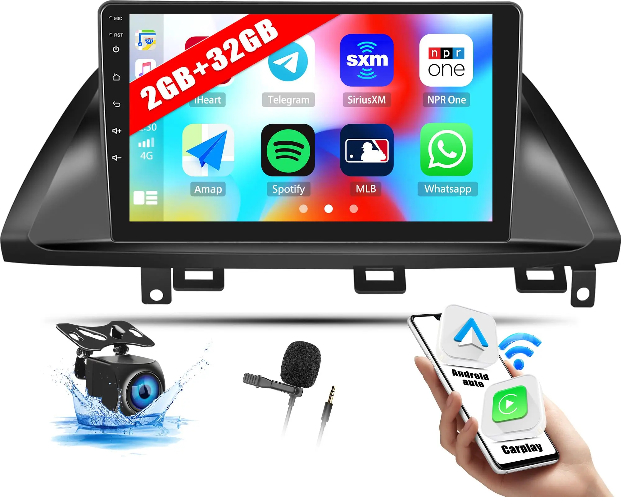 10.1 Inch Aftermarket Android Car Stereo for Honda Odyssey 2005-2010, Touch Screen Wireless CarPlay Android Auto Car Video Players, WiFi GPS Navigation, Bluetooth, HiFi Function, USB, FM/RDS, SWC, Rear View Camera