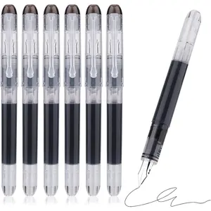 Disposable Fountain Pens, Black Ink Smooth Writing Pens Quick-Drying Liquid ink Fine Nib for School Office  Supplies 6 count