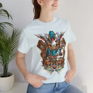 Japan Art T-Shirt, Japanese Mask Graphic Tee Shirt, Unisex Gamer Gift For Teens Casual Streetwear Tops