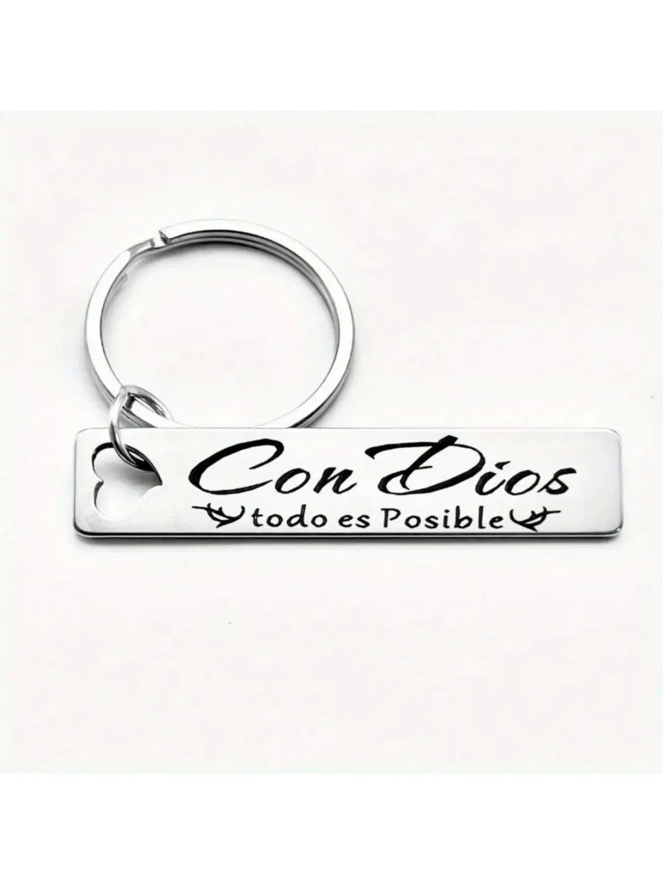 1pc Inspirational "With God, Everything is Possible" Spanish Faith Keychain，Perfect Keychain for Cars, Stainless Steel Keychain, Keyrings