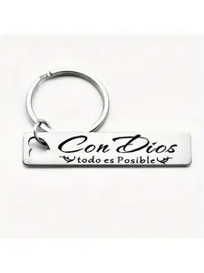 1pc Inspirational "With God, Everything is Possible" Spanish Faith Keychain，Perfect Keychain for Cars, Stainless Steel Keychain, Keyrings