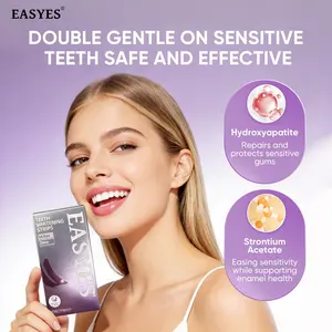 Easyes Hydroxyapatite  teeth whitening strips with 3X Soothing&Dual Repair  non slip Dry Strip Technology for28 strips (14 sessions)