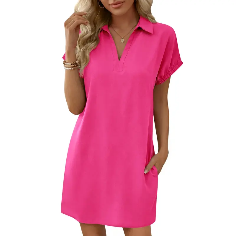 knee length dresses for ladies Chouyatou Women's Summer Casual Stripe Shirt Dress Button Down Loose F –  CHOUYATOU