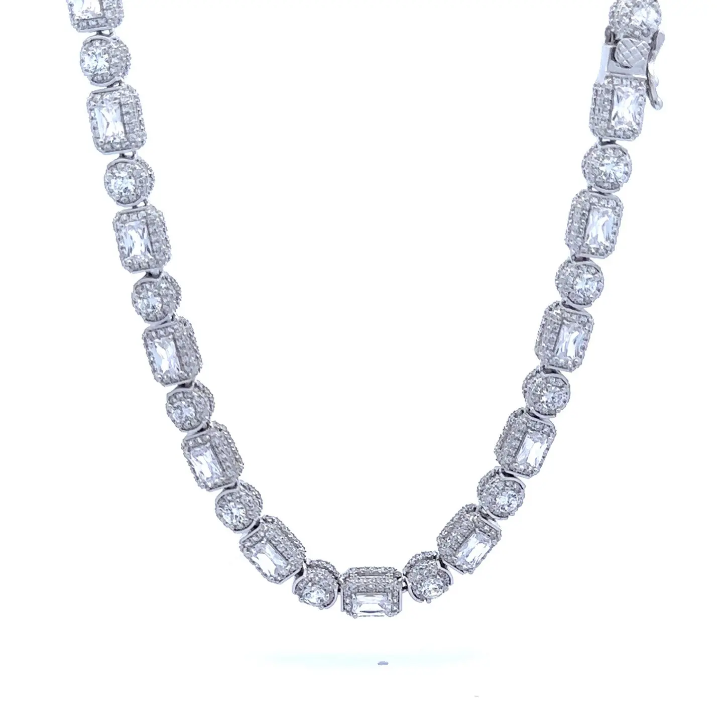 925 Sterling Silver Rhodium Necklace with CZ Stone - 6mm Jewelry Exclusive, Durable Material, Elegant Design, Unisex, Daily Use