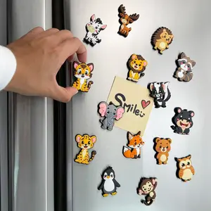 15-Piece Decorative Animal Refrigerator Magnets Set, Wildlife Variety Designs for Kitchen Organization & Home Display