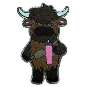 12 Inch Highland Cow Chenille Patch | Iron on patch | Winter patch | Christmas patch | Trendy Patch | Cute Patches
