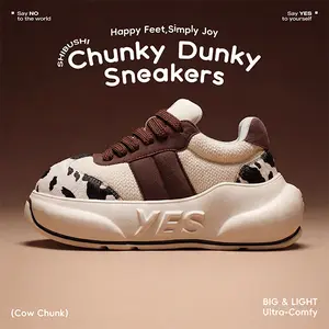 Unisex Chunky Platform Sneakers for Women Men, 7CM Puffy Casual Shoes, Lightweight Breathable Non-Slip Walking Shoes for Daily Commute Travel
