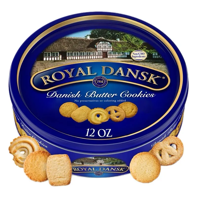 Royal Dansk Danish Butter Cookies 12 oz Can Non-GMO Ingredients No Preservatives or Coloring Added
