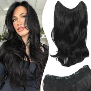 1PCS Clip in Hair Extensions 20 Inch U-Shaped Body Wave Hair Extension Clips Synthetic Clip In Hairpiece Soft And Heat Resistant Hair Pieces For Women