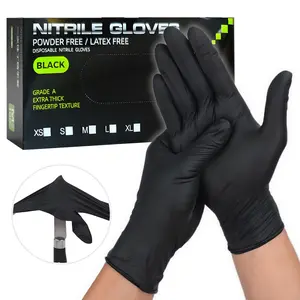 Heavy Duty 5mil Black Nitrile Gloves 100 M-L Disposable Latex Free Powder Free for Industrial Auto Repair Food Processing Gardening Salon