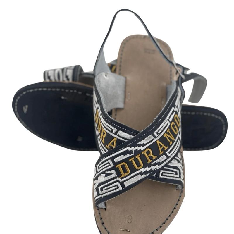 Huaraches de Estados de Mexico / Crossed sandals embroidered Mexican States Tire Sole Natural Cowhide Leather