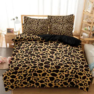 3pcs Classic Leopard Print Duvet Cover Set, Warm Brown Animal Print Bedding, 1 Duvet Cover + 2 Pillowcases (No Comforter, No Pillow), Four Seasons Home Dormitory HD Print Trendy Luxury High-End Bedding, Cheetah Print Bed Set