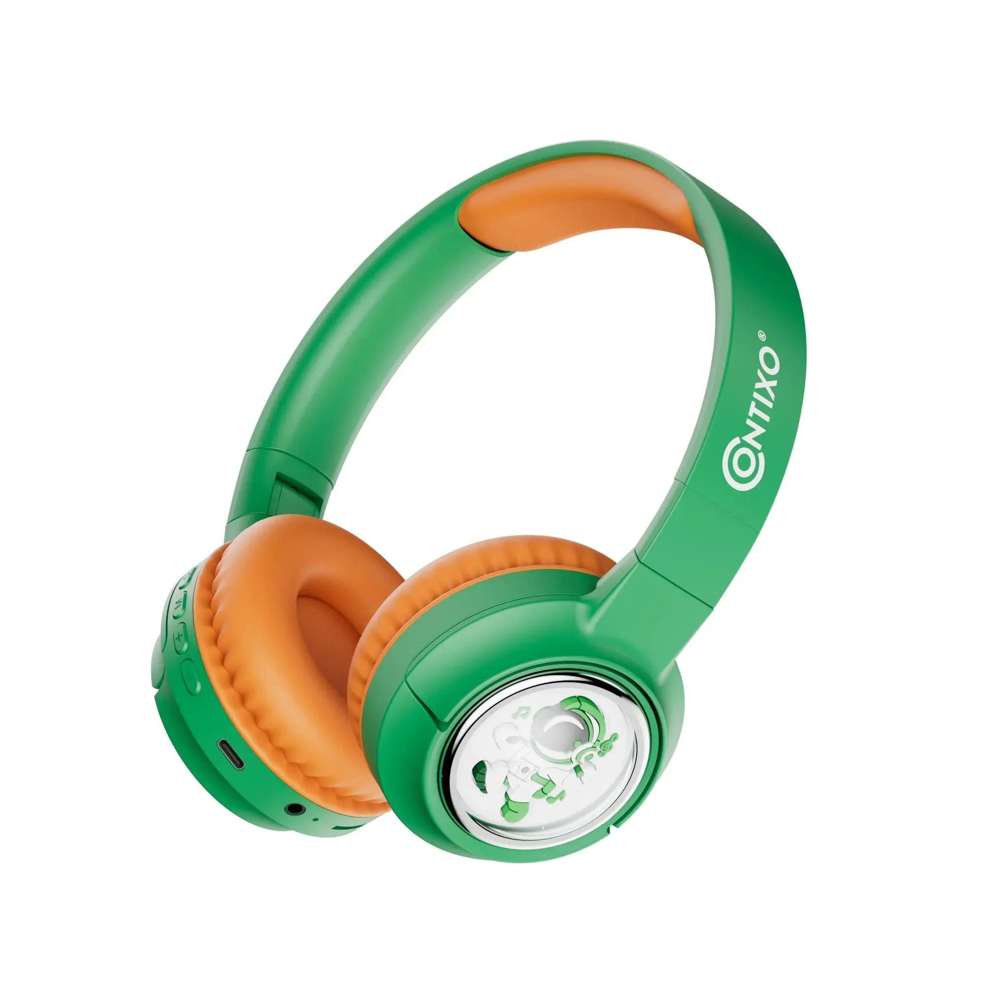 Contixo KB6 Kids Wireless Stereo Bluetooth Headphones with Adjustable-Foldable Design, LED Lights, Reliable Connection & Long-Lasting Batteries for Multiple Devices (Green)