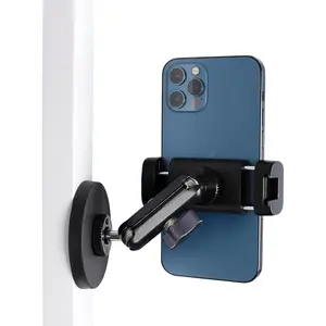Gym  Phone Holder Mount with 360? Adjustable Dual Ballhead Magic Arm,  Base Phone Mount for Gym Equipment, Refrigerator, or Any Ferrous Metal Surface, Compatible with  Smartphones