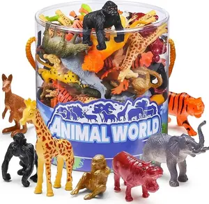 60PCS Mini Zoo Animal Figures Set with Gift Box Realistic Small Plastic Jungle Animals for Kids, Sensory Bin Toys, Safari Party Favors, Cupcake Toppers, Educational Learning Toys, Birthday Gifts for Toddlers Boys & Girls
