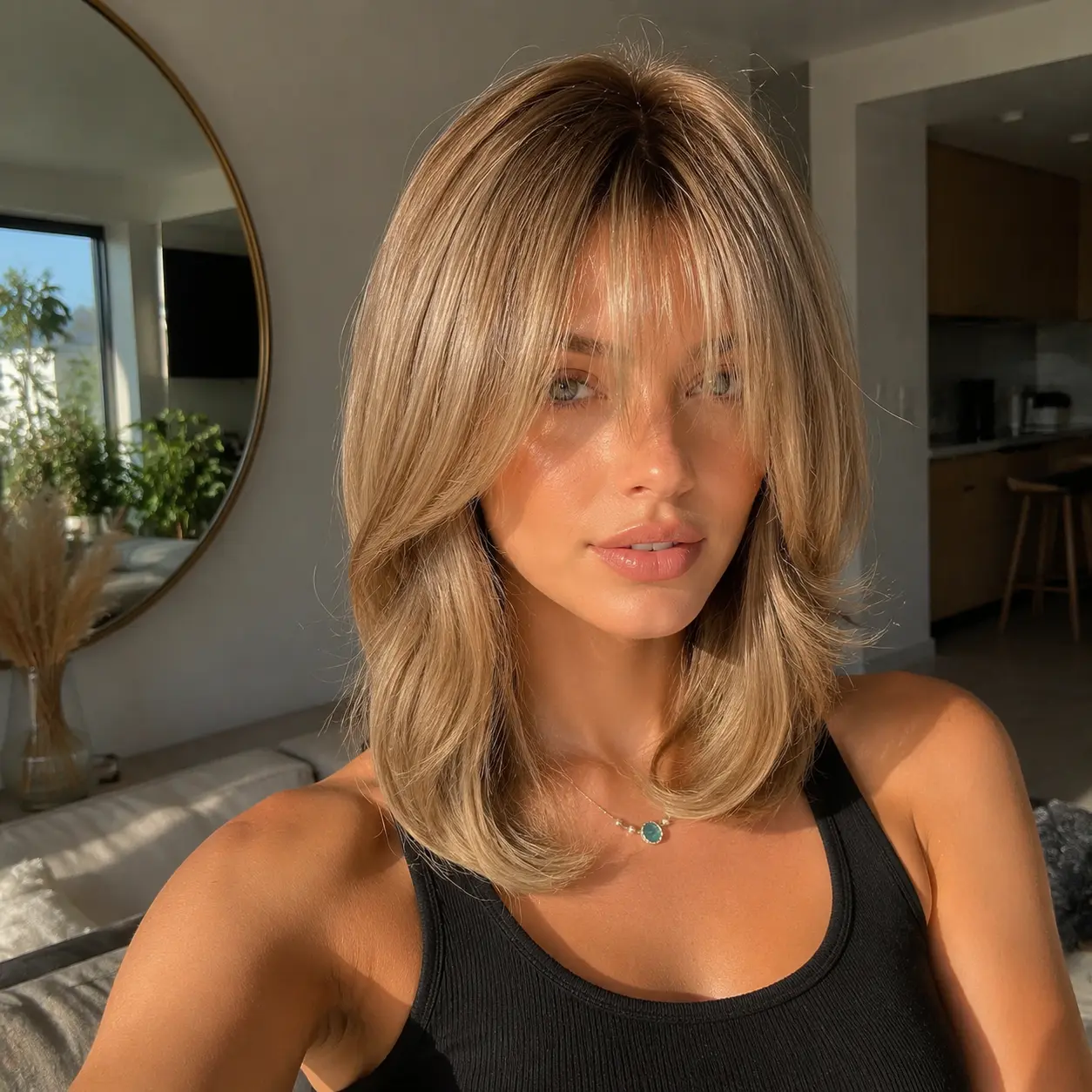 SMILCO 14Inch Ombre Deep Brown to Ash Blonde Short Curly Wig with Bangs SM505 Synthetic Hair for Trendy Looks