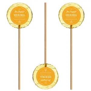 Bee Inspired Original Honey Lollipops Bag of 8 - Natural Sweet Hard Candy Made with Real Honey & Non-GMO Cane Sugar Kosher Handcrafted