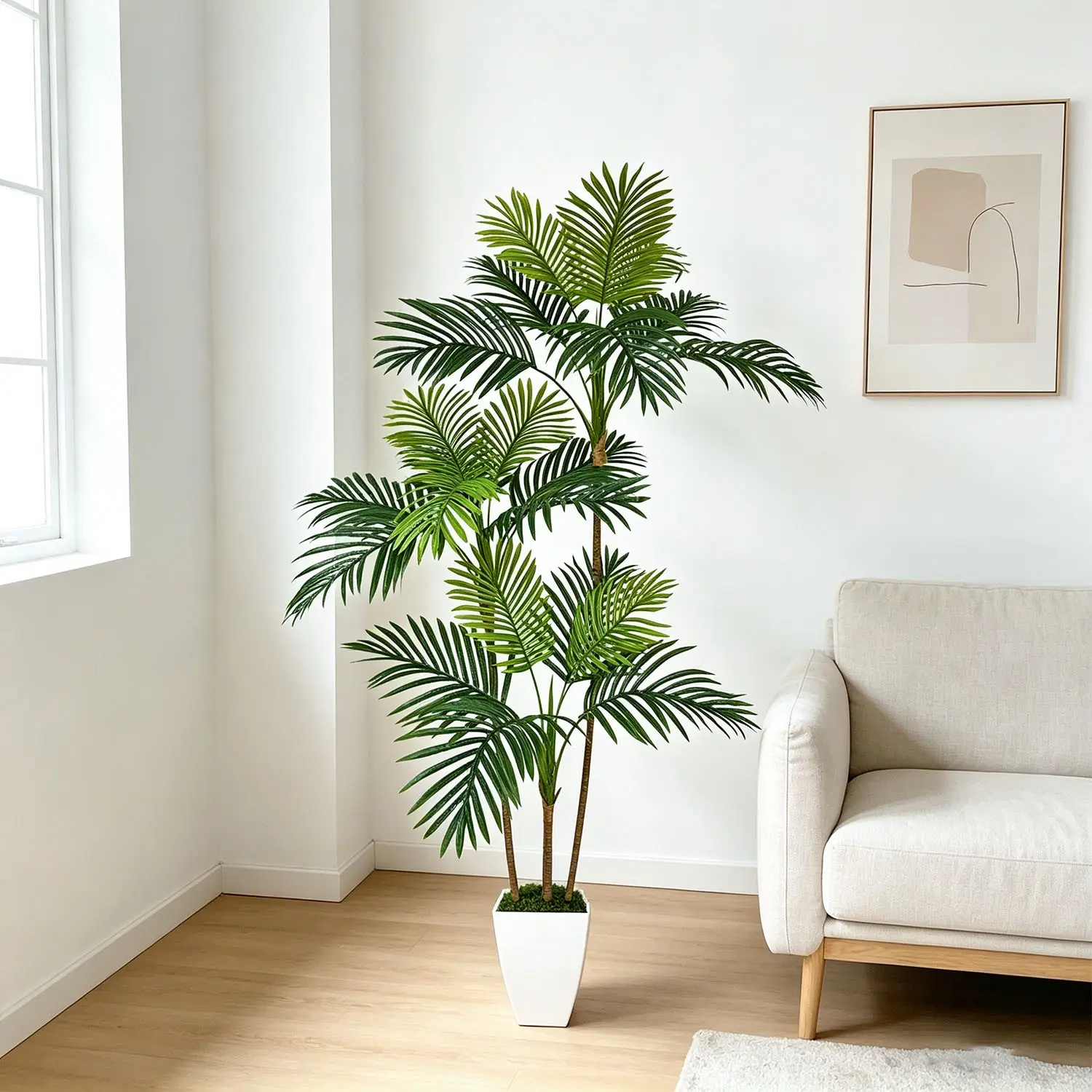 140-180cm Artificial Palm Tree with Plastic Pot, Indoor Fake Tropical Coconut Palm, Ideal for Home Office Living Room Seasonal Decor, Decorative Fake Plant, Fake Plant Decoration
