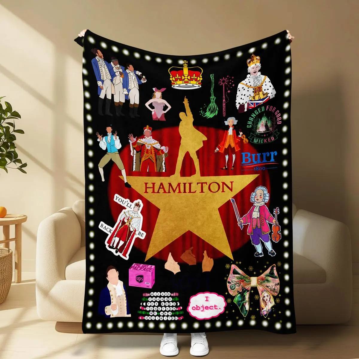 Hamilton Musical Fan Soft Flannel Blanket, Classic Quotes Silhouettes Design, Perfect for Bedroom Decor & Air Conditioning Rooms Perfect For Bed Couch Sofa Travel Camping Christmas Gifts Blanket Christmas Gifts Blanket