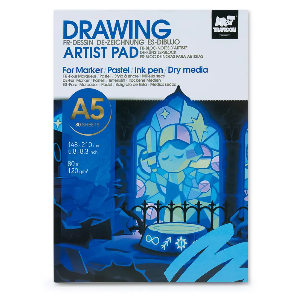 TRANSON Multi-Media Artist Sketchbook Marker Pad, 8.3”x11.7” A4 Paper (40 Sheets, 80lb/120gsm), Bleed-Proof Neutral Tone for Painting, Drawing
