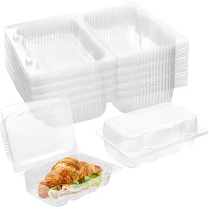 Disposable Sturdy Plastic Hinged Food Containers with Clear Lids (40 Pack) Clamshell Take Out Loaf Containers 7.2X4.7X3 Inches to Go Dessert Box Cake Slice Salad Pastry Sandwich Container TOFLEN
