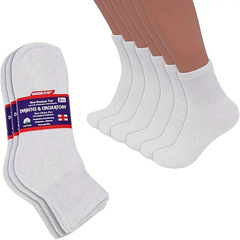 12 Pairs Unisex No Constraint plaid Cushioning Protection Diabetic Short Socks