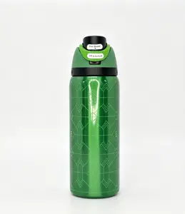 Owala 32oz Green Geometric Print Stainless Steel Insulated Travel Cup, Leak-Proof Drinkware Flask, Keeps Drinks Cold 24H, Suitable for Coffee & Water Use, Flasks Drinkware Mug Tumbler Bottles Portable Bottled Oilfield Vacuum 24-hour retention