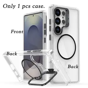 Luxury Lens Holder Magnetic Protective Case for Samsung S26 S24 S25 Plus S24 Ultra S25 FE 5G Cellphone Shockproof Clear Cover Accessories