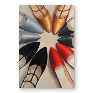 Begin Home Decor C1MP2436HOS8O2 24 x 36 in. Five Pair of Women Shoes Wall Art - Fashion Metal Print