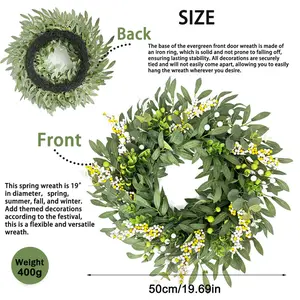 Spring handcrafted garlands, realistic garlands, olive leaf, berry, green leaf, eucalyptus leaf garlands, spring and summer decorations, front door garlands, wall, wedding, courtyard, party DIY home decoration, European-style handcrafted garlands