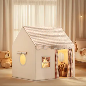 1pc Kids' Pretend Play Castle Tent - Fun Game Tent for Boys & Girls, Pink/Khaki/Yellow Optional, Secret Base, Sleep Tent, Indoor Playhouse, Portable Outdoor Playhouse with Storage Bag, Birthday/Christmas Gift (No Accessories Included)