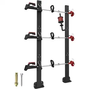 3 Place Weed Eater Rack for Open Trailer, Weedeater Rack with Lockable Hasp Mount on Landscape Trailer , Enclosed Trimmer Rack Carrier with Trim Line Holder for Yard Lawn Tools Equipment