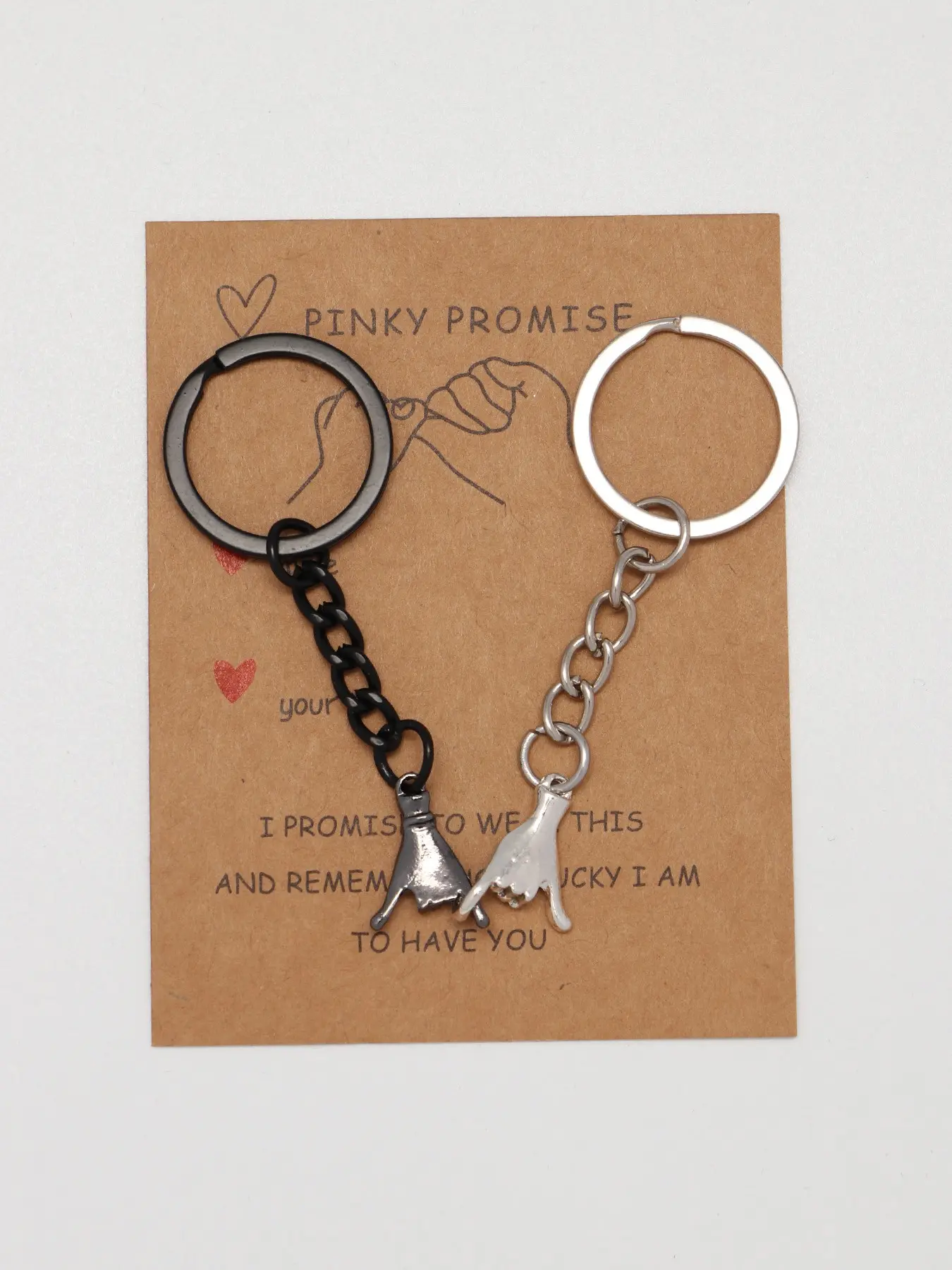 Summervibes 2pcs Pinky Promise Gift Matching Gifts for Him Her Best Friend fmaily Matching Keychains/Necklace Keychain Set for Gifts Family Matching Keychains