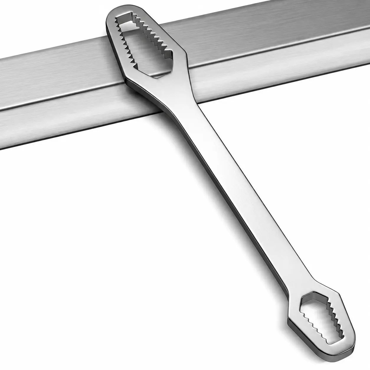 Double Head Self-Tightening Universal Wrench, 8mm-24mm Adjustable Multi Size Repair Tools, All Scenario Maintenance Hand Tool Silver Black