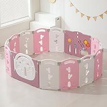 Baby Playpen,Foldable Playpen for Babies and Toddlers,Kids Activity Centre Safety Play Yard,Safety Gates for Indoor&Outdoor,Toddler Fence Play Area,Portable, Educational, 18 Panels