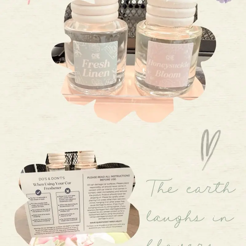 CE Craft Car Freshener - Fresh Linen & Honeysuckle Bloom Scents - Essential for Your Vehicle's Aroma - Enhance Your Car's Scent with These Fragrances