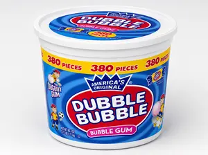 Dubble Bubble Original Bubble Gum – 380 Pieces Bulk Tub, Classic Bubble Gum Candy for Parties, Events & Treats Snack