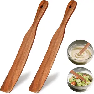 2Pcs Skinny Spurtle for Sourdough Starter, Reaching Bottom of Jars, Dough Whisk, Stirring, Mixing, Spreading, Wooden Stir Spurtles, Kitchen Tools for NonStick Cookware, Gift for Sourdough Lovers