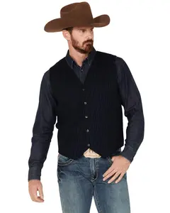 Moonshine Spirit Men's Pinstripe Capone Wool Vest - Msho22v1-Nvy