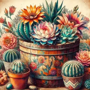 Cactus Pattern DIY Diamond Arts Colorful Painting Kit without Frame, 5D Diamond Arts Colorful Painting Kit, DIY Wall Art Decor for Home, Diamond Painting Kits