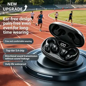 New Sports Bluetooth-compatible Earphones, Open Wireless Design, Ergonomic Clip-On, Comfortable Wear, Digital Display Charger, Ideal for Music/videos/daily Use